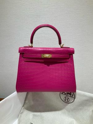 wholesale quality hermes kelly 25 matte niloticus crocodile j5 rose scheherazade ghw